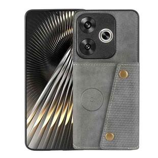 For Redmi Turbo 3 Double Buckle Card Slots Magnetic Phone Case(Grey)