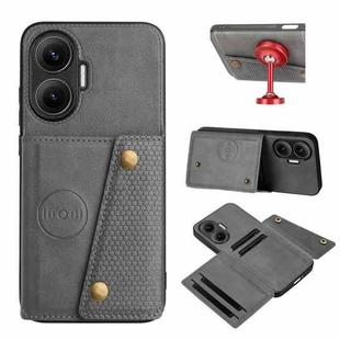 For Redmi Turbo 4 Pro Double Buckle Card Slots Magnetic Phone Case(Grey)