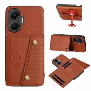 For Redmi Turbo 4 Pro Double Buckle Card Slots Magnetic Phone Case(Brown)