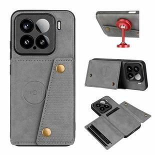 For Xiaomi 15 Double Buckle Card Slots Magnetic Phone Case(Grey)