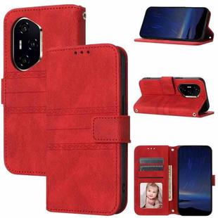 For Honor 300 Pro 5G / 300 Ultra 5G Embossed Stripes Skin Feel Leather Phone Case(Red)