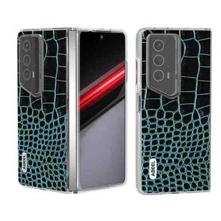 For Honor Magic V2 RSR Porsche Design ABEEL Transparent Frame Genuine Leather Crocodile Pattern Phone Case(Blue)