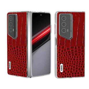 For Honor Magic V2 RSR Porsche Design ABEEL Transparent Frame Genuine Leather Crocodile Pattern Phone Case(Red)