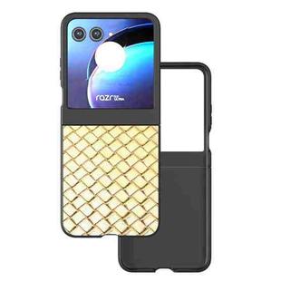 For Motorola Razr 50 Black Frame Woven Texture PU Phone Case(Gold)