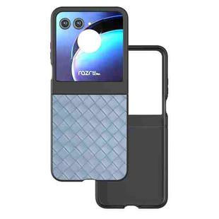 For Motorola Razr 50 Black Frame Woven Texture PU Phone Case(Light Blue)