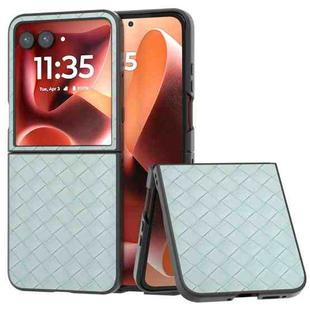 For Motorola Razr 60 Ultra Black Frame Woven Texture PU Phone Case(Light Green)