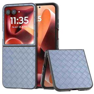 For Motorola Razr 60 Ultra Black Frame Woven Texture PU Phone Case(Light Blue)