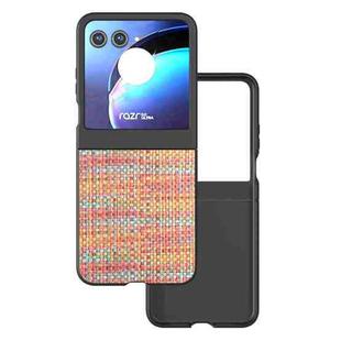 For Motorola Razr 50 Black Frame Color Lattice Texture PU Phone Case(Tangerine)