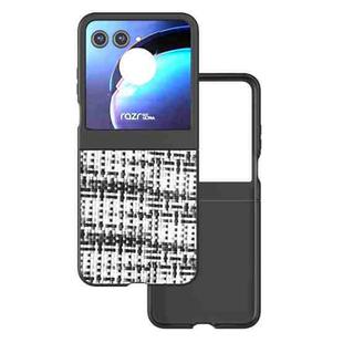 For Motorola Razr 50 Black Frame Color Lattice Texture PU Phone Case(Black)