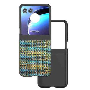 For Motorola Razr 50 Black Frame Color Lattice Texture PU Phone Case(Gold)