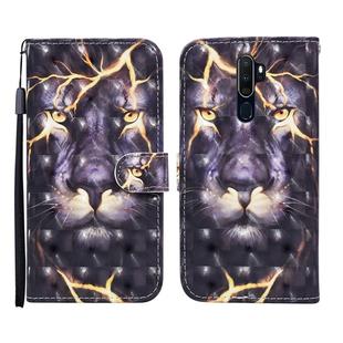 For OPPO A9 (2020) 3D Painted Pattern Horizontal Flip Leather Case with Holder & Wallet & Card slot & Lanyard(Thunder Lion)