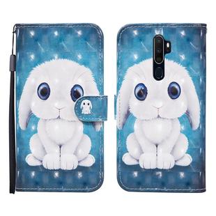 For OPPO A9 (2020) 3D Painted Pattern Horizontal Flip Leather Case with Holder & Wallet & Card slot & Lanyard(Rabbit)