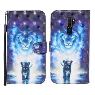 For OPPO A5 (2020) 3D Painted Pattern Horizontal Flip Leather Case with Holder & Wallet & Card slot & Lanyard(Lion)