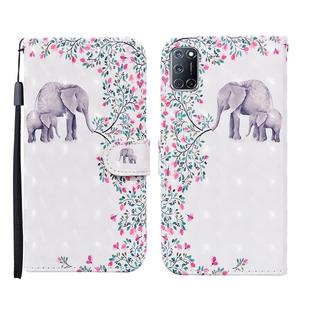 For OPPO A52 3D Painted Pattern Horizontal Flip Leather Case with Holder & Wallet & Card slot & Lanyard(Flower Elephant)