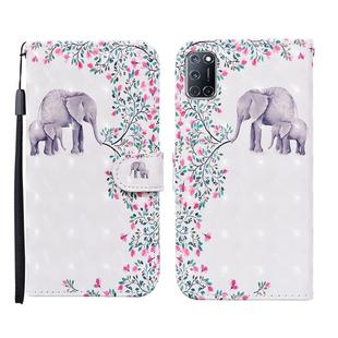 For OPPO A72 3D Painted Pattern Horizontal Flip Leather Case with Holder & Wallet & Card slot & Lanyard(Flower Elephant)