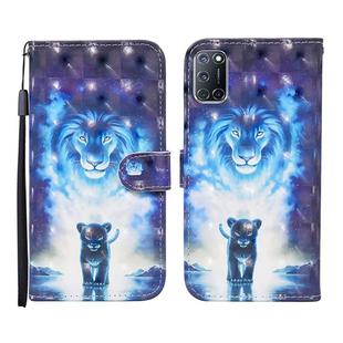 For OPPO A92 3D Painted Pattern Horizontal Flip Leather Case with Holder & Wallet & Card slot & Lanyard(Lion)