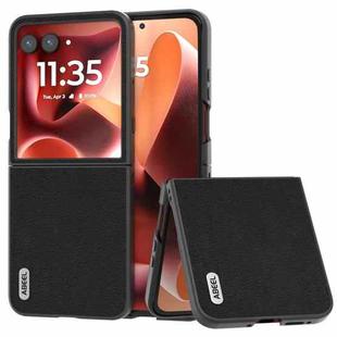 For Motorola Razr 60 Ultra ABEEL Genuine Leather Wave Black Edge Phone Case(Black)