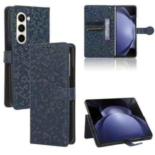 For Samsung Galaxy Z Fold6 5G Honeycomb Dot Texture Leather Phone Case(Blue)