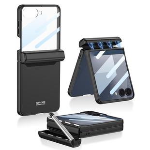 For Samsung Galaxy Z Flip7 5G GKK Integrated Magnetic Full Coverage Flip Phone Case with Pen Box+Pen(Black)