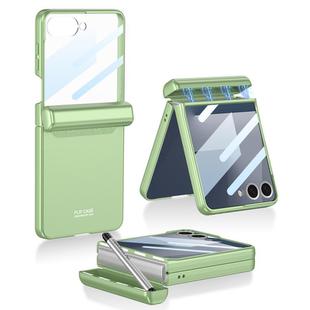 For Samsung Galaxy Z Flip7 5G GKK Integrated Magnetic Full Coverage Flip Phone Case with Pen Box+Pen(Green)
