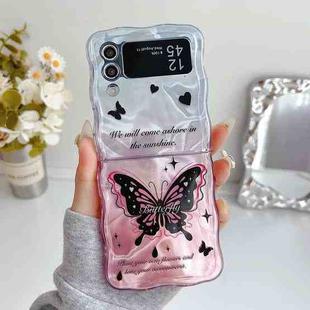 For Samsung Galaxy Z Flip4 5G Water Wave Texture Butterfly Pattern Phone Case with Bracelet