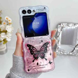 For Samsung Galaxy Z Flip5 Water Wave Texture Butterfly Pattern Phone Case with Bracelet
