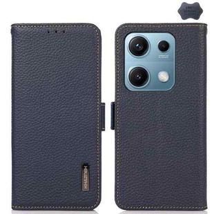 For Redmi Note 14S 4G KHAZNEH Side-Magnetic Litchi Genuine Leather RFID Phone Case(Blue)
