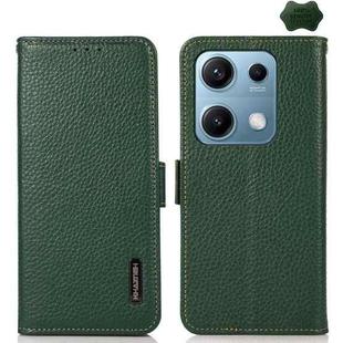 For Redmi Note 14S 4G KHAZNEH Side-Magnetic Litchi Genuine Leather RFID Phone Case(Green)