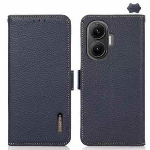 For Redmi Turbo 4 Pro KHAZNEH Side-Magnetic Litchi Genuine Leather RFID Phone Case(Blue)