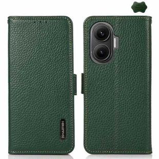 For Redmi Turbo 4 Pro KHAZNEH Side-Magnetic Litchi Genuine Leather RFID Phone Case(Green)