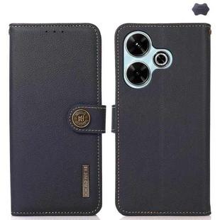 For Redmi 13 4G KHAZNEH Custer Texture RFID Genuine Leather Phone Case(Blue)