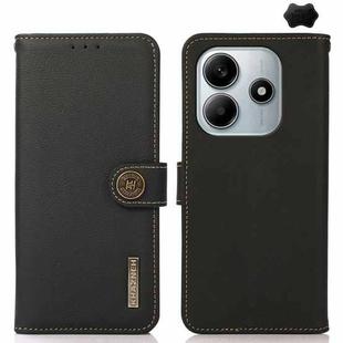 For Redmi Note 14 5G KHAZNEH Custer Texture RFID Genuine Leather Phone Case(Black)