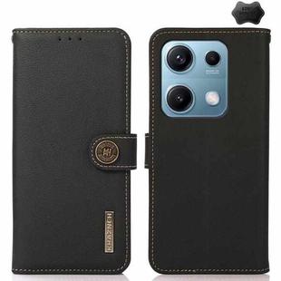 For Redmi Note 14S 4G KHAZNEH Custer Texture RFID Genuine Leather Phone Case(Black)