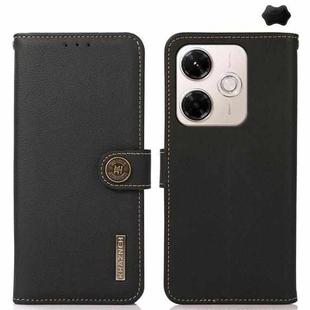 For Redmi 13x KHAZNEH Custer Texture RFID Genuine Leather Phone Case(Black)
