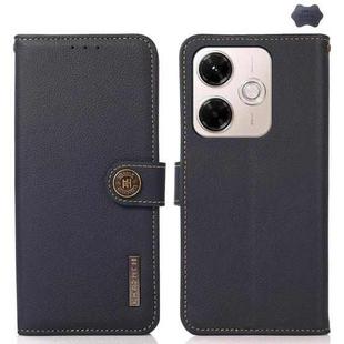 For Redmi 13x KHAZNEH Custer Texture RFID Genuine Leather Phone Case(Blue)