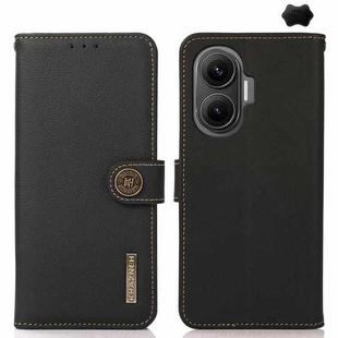 For Redmi Turbo 4 Pro KHAZNEH Custer Texture RFID Genuine Leather Phone Case(Black)