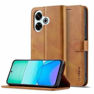 For Redmi 13 4G LC.IMEEKE Calf Texture Leather Phone Case(Brown)