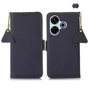 For Redmi 13 4G Side-Magnetic TJ Genuine Leather RFID Phone Case(Blue)