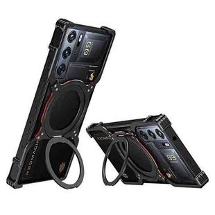 For ZTE nubia RedMagic 9 Pro / 9 Pro+ Mechanical Arm Borderless MagSafe Holder Metal Phone Case(Black Red)
