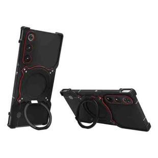 For ZTE nubia Red Magic 10 Air Mechanical Arm Borderless MagSafe Holder Metal Phone Case(Black Red)