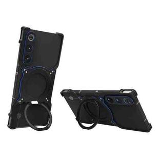 For ZTE nubia Red Magic 10 Air Mechanical Arm Borderless MagSafe Holder Metal Phone Case(Black Blue)