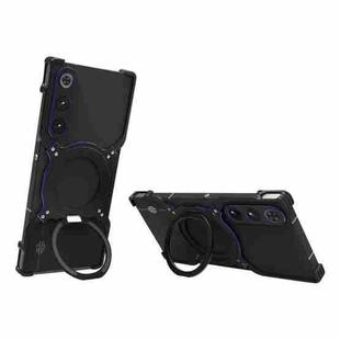 For ZTE nubia Red Magic 10 Air Mechanical Arm Borderless MagSafe Holder Metal Phone Case(Black Purple)