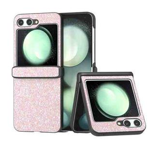 For Samsung Galaxy Z Flip6 Three Parts Glitter Powder Shockproof Phone Case(Pink)