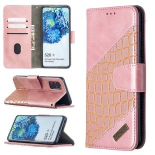 For Samsung Galaxy S20+ Matching Color Crocodile Texture Horizontal Flip PU Leather Case with Wallet & Holder & Card Slots(Rose Gold)
