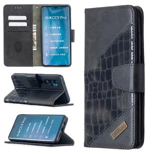 For Xiaomi Mi CC9 Pro Matching Color Crocodile Texture Horizontal Flip PU Leather Case with Wallet & Holder & Card Slots(Black)