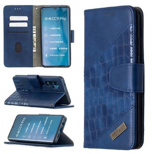 For Xiaomi Mi CC9 Pro Matching Color Crocodile Texture Horizontal Flip PU Leather Case with Wallet & Holder & Card Slots(Blue)