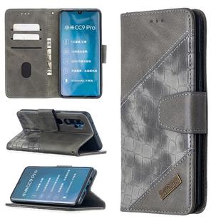 For Xiaomi Mi CC9 Pro Matching Color Crocodile Texture Horizontal Flip PU Leather Case with Wallet & Holder & Card Slots(Grey)
