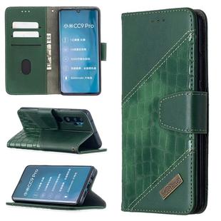 For Xiaomi Mi CC9 Pro Matching Color Crocodile Texture Horizontal Flip PU Leather Case with Wallet & Holder & Card Slots(Green)