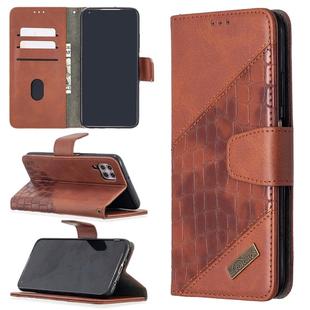 For Huawei P40 Lite Matching Color Crocodile Texture Horizontal Flip PU Leather Case with Wallet & Holder & Card Slots(Brown)