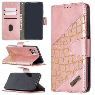 For Huawei P40 Lite Matching Color Crocodile Texture Horizontal Flip PU Leather Case with Wallet & Holder & Card Slots(Rose Gold)